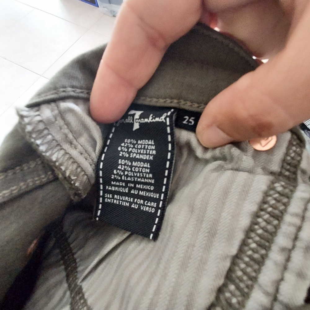 7 FOR ALL MANKIND SKINNY FIT JEANS ARMY GREEN - Picture 7 of 8
